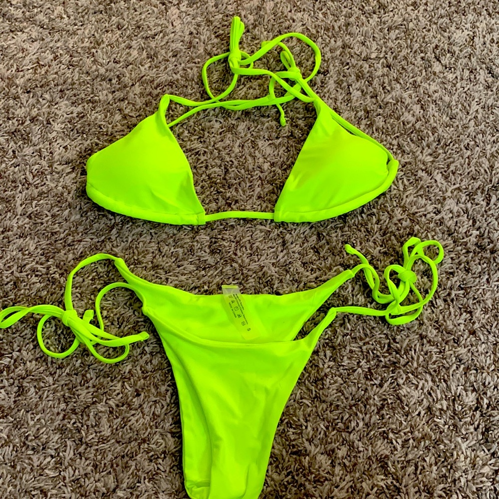 New neon yellow string thong bikini size xs small.